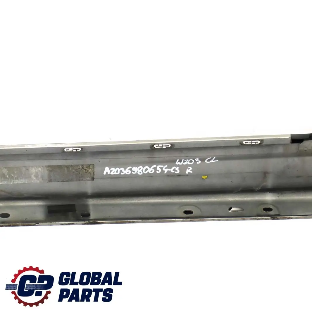 Mercedes C CLC W203 SportCoupe Sill Side Cover Skirt Right O/S Cubanite Silver - SKU A2036980654-CS - Part number A2036980654