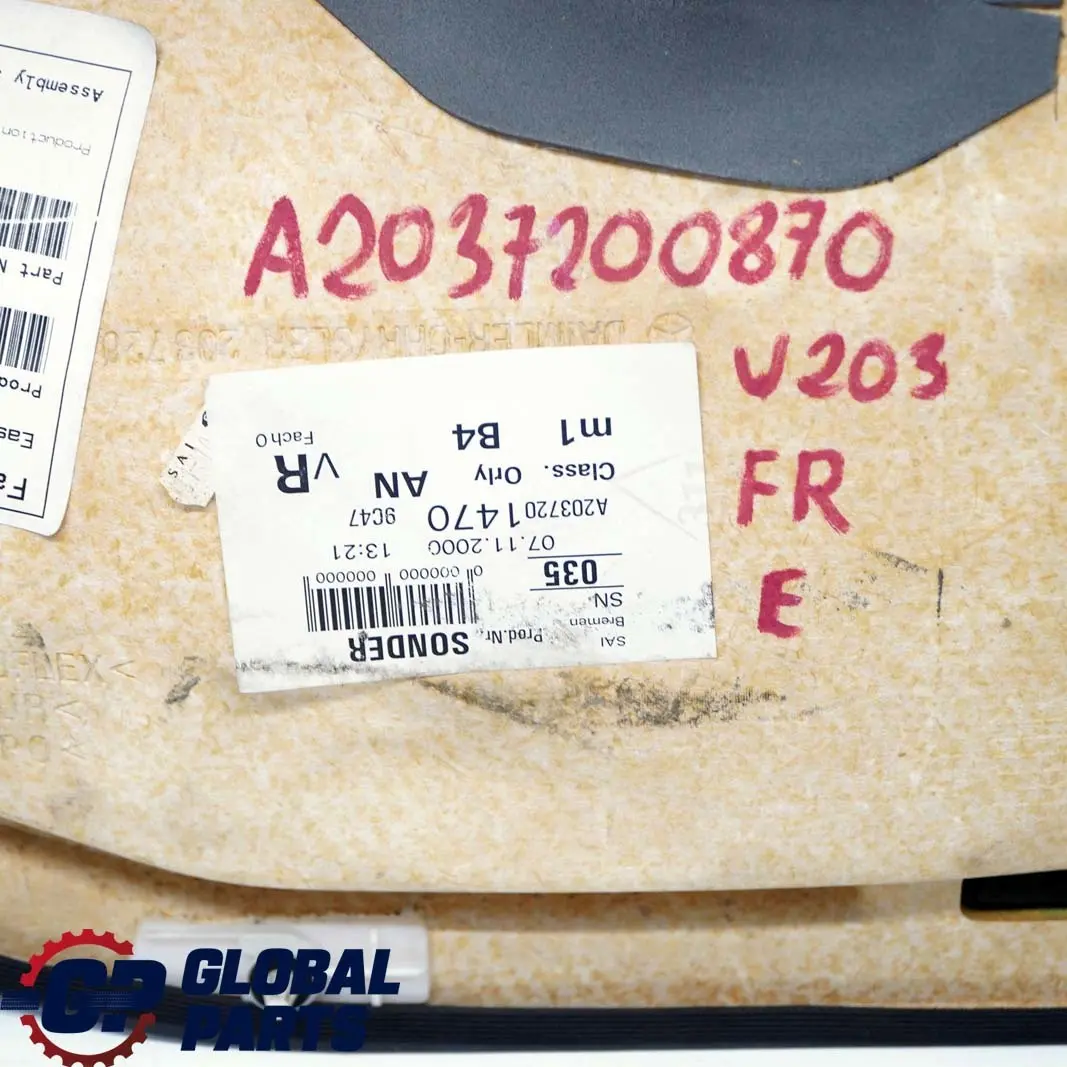 Mercedes-Benz C-Klasse W203 Türverkleidung Vorne Rechts Stoff Anthrazit für mit Teilenummer A2037200870 Mercedes-Benz C-Klasse W203 Türverkleidung Vorne Rechts Stoff Anthrazit - SKU A2037200870 - Teilenummer A2037200870