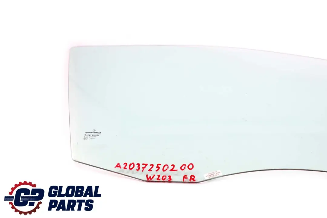 Vitrage Avant Droit Vert AS2 pour Mercedes W203 à propos du numéro de pièce A2037250000 Mercedes W203 Vitrage Avant Droit Vert AS2 - SKU A2037250000 - Numéro de pièce A2037250000