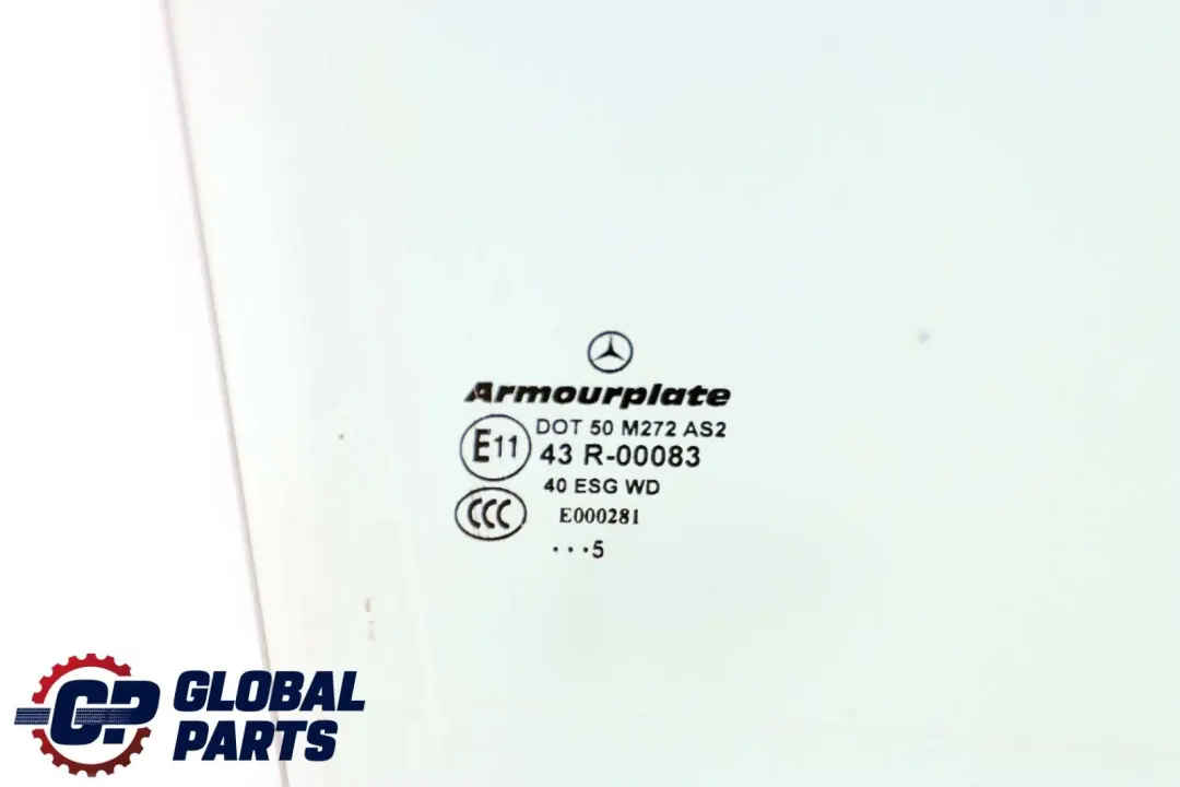 Mercedes W203 Front Right O/S Window Glass Green AS2 - SKU A2037250000 - Part number A2037250000