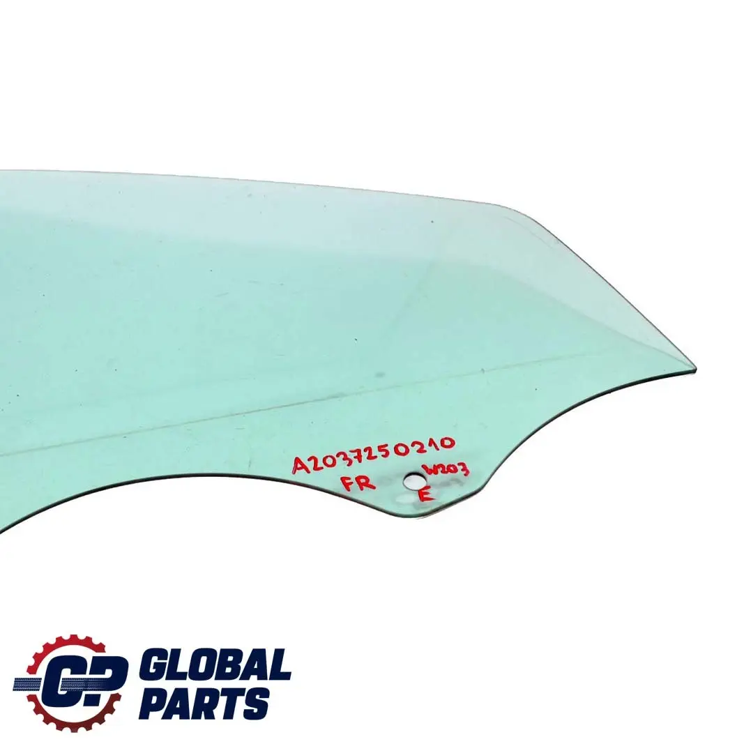 Mercedes-Benz C-Class W203 Front Right O/S Window Glass Green AS2 to with Part number A2037250210 Mercedes-Benz C-Class W203 Front Right O/S Window Glass Green AS2 - SKU A2037250210 - Part number A2037250210