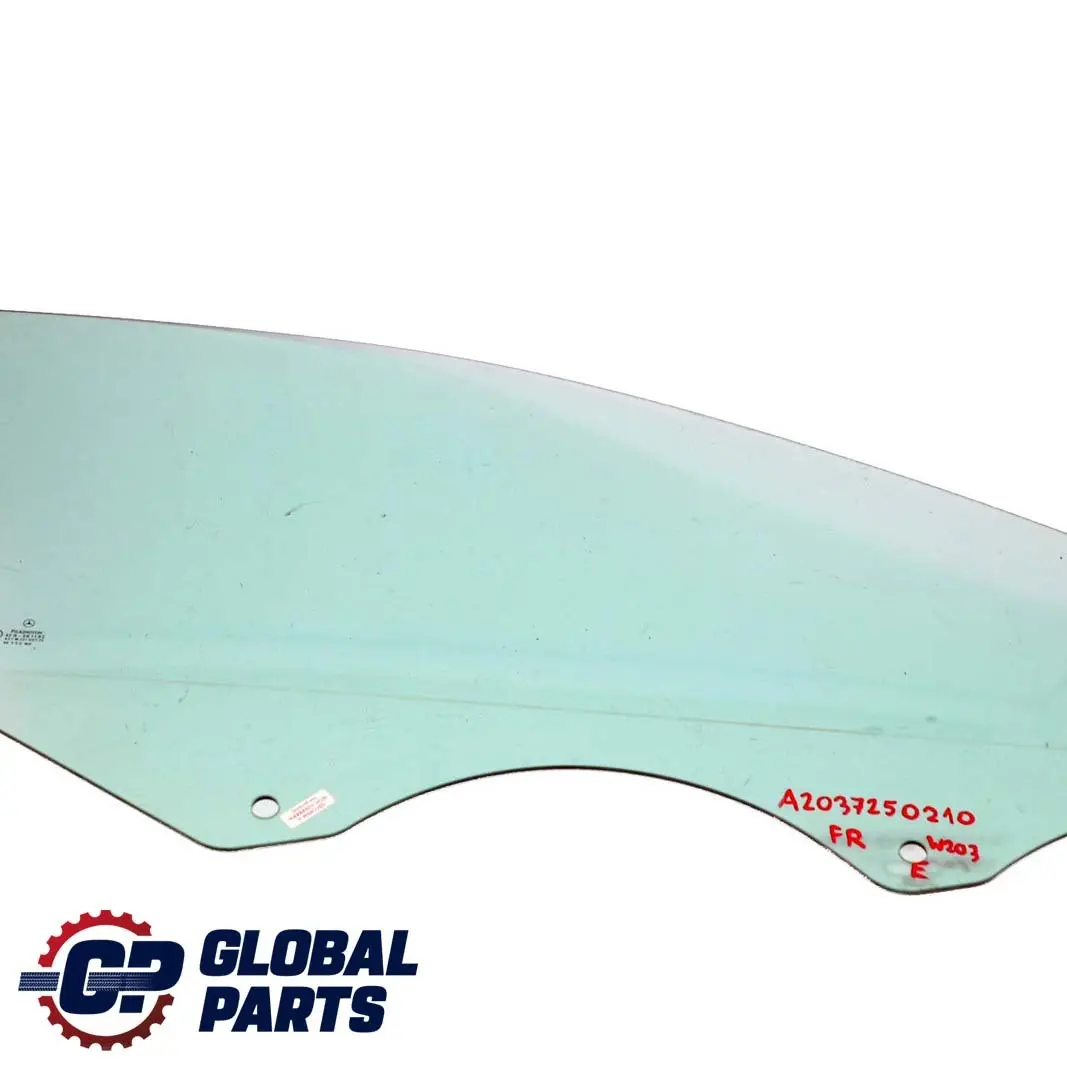 Mercedes-Benz C-Class W203 Front Right O/S Window Glass Green AS2 to with Part number A2037250210 Mercedes-Benz C-Class W203 Front Right O/S Window Glass Green AS2 - SKU A2037250210 - Part number A2037250210