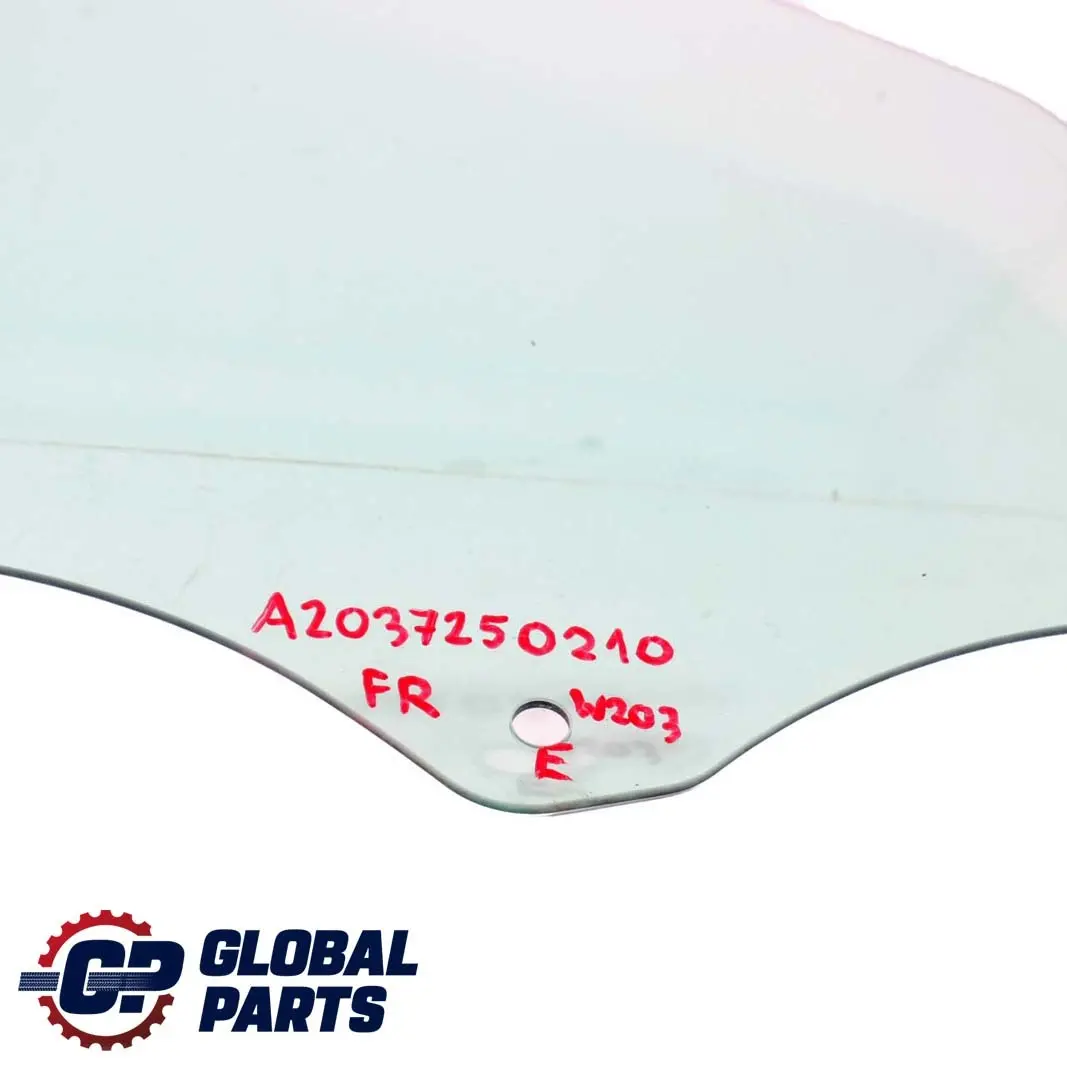 Mercedes-Benz C-Class W203 Front Right O/S Window Glass Green AS2 to with Part number A2037250210 Mercedes-Benz C-Class W203 Front Right O/S Window Glass Green AS2 - SKU A2037250210 - Part number A2037250210