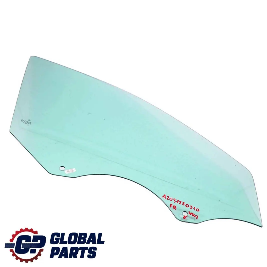 Mercedes-Benz C-Class W203 Front Right O/S Window Glass Green AS2 to with Part number A2037250210 Mercedes-Benz C-Class W203 Front Right O/S Window Glass Green AS2 - SKU A2037250210 - Part number A2037250210