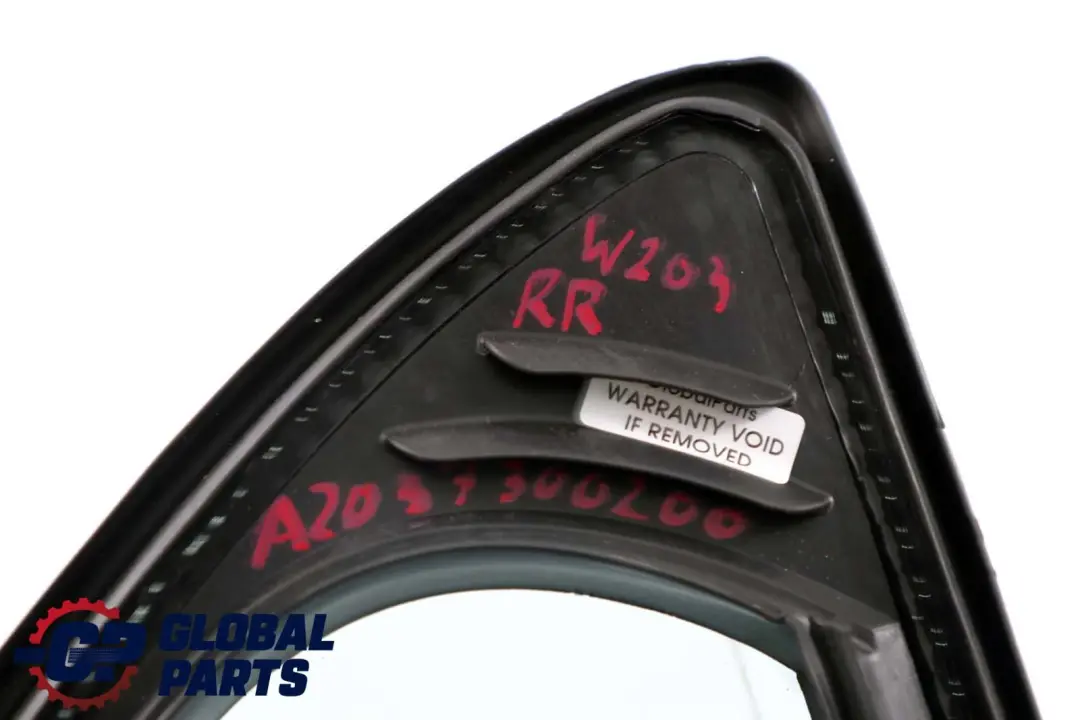Right O/S Side Window Green Glass AS2 to Mercedes W203 Rear with Part number A2037300200 Mercedes W203 Rear Right O/S Side Window Green Glass AS2 - SKU A2037300200 - Part number A2037300200