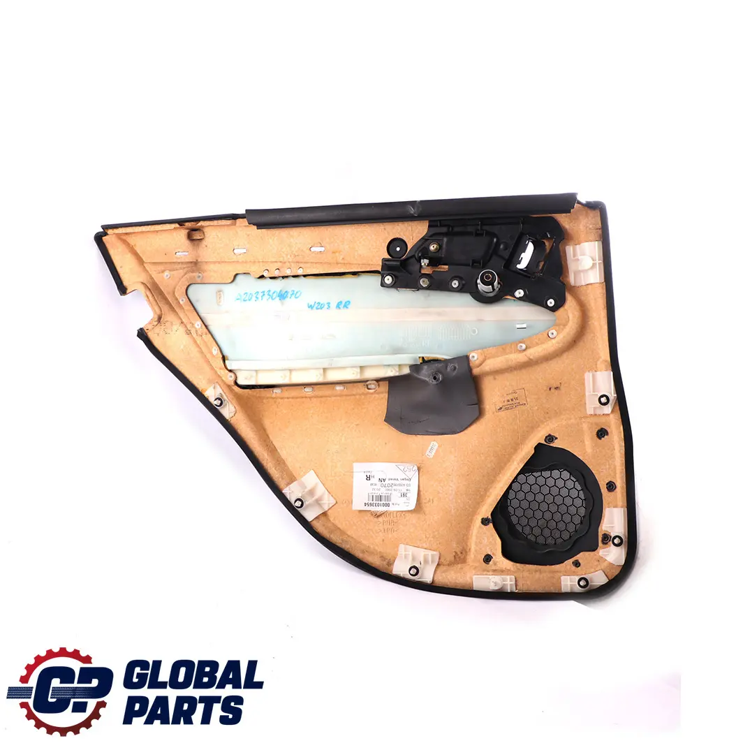 Mercedes-Benz C-Class W203 Rear Right O/S Door Card Trim Panel Cloth Black to  with Part number A2037304070  Mercedes-Benz C-Class W203 Rear Right O/S Door Card Trim Panel Cloth Black - SKU A2037304070-1 - Part number A2037304070