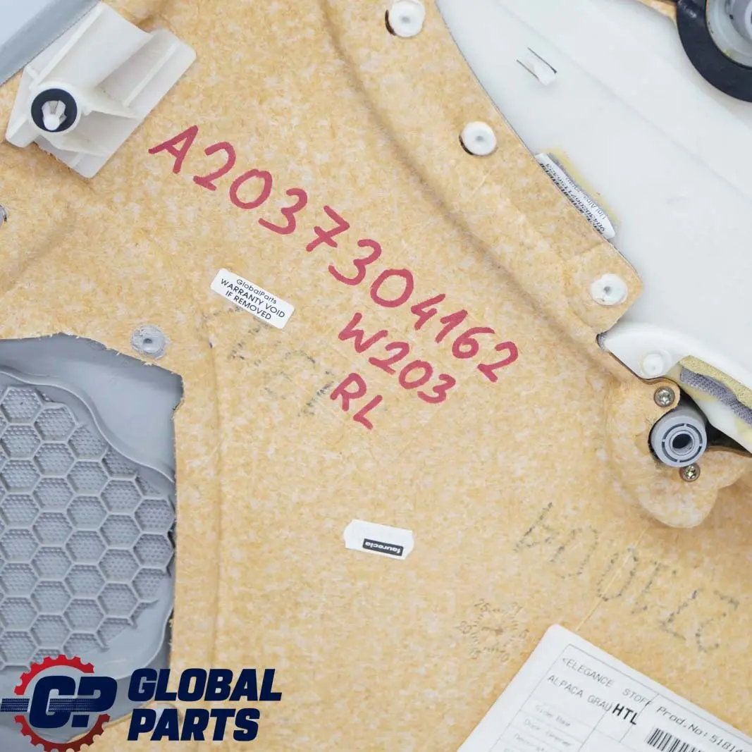 Trasera Izquierda Panel de Tarjeta de Puerta Tela Gris alpaca para Mercedes W203 con número de pieza A2037304162 Mercedes W203 Trasera Izquierda Panel de Tarjeta de Puerta Tela Gris alpaca - SKU A2037304162 - Número de pieza A2037304162