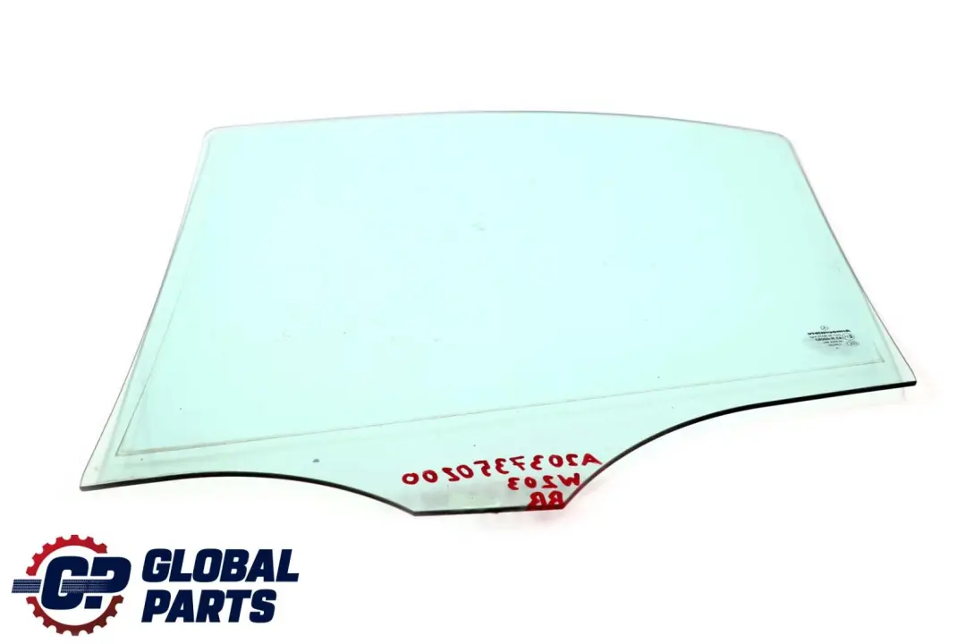 Right O/S Window Glass Green AS2 to Mercedes W203 Rear with Part number A2037350200 Mercedes W203 Rear Right O/S Window Glass Green AS2 - SKU A2037350200 - Part number A2037350200