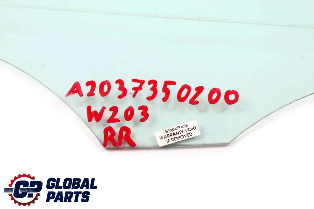 Mercedes W203 Rear Right O/S Window Glass Green AS2 - SKU A2037350200 - Part number A2037350200