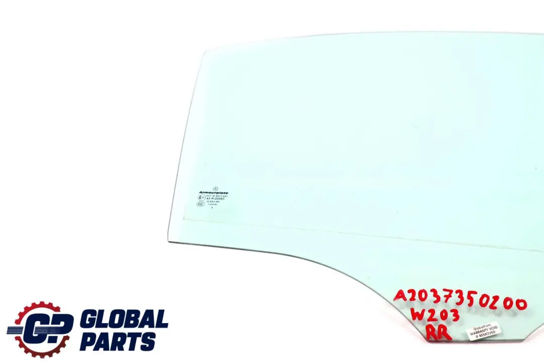 Mercedes W203 Rear Right O/S Window Glass Green AS2 - SKU A2037350200 - Part number A2037350200