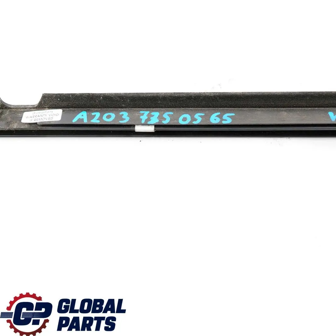Left N/S Window Outer Trim Strip Moulding to Mercedes W203 Rear with Part number A2037350565 Mercedes W203 Rear Left N/S Window Outer Trim Strip Moulding - SKU A2037350565 - Part number A2037350565