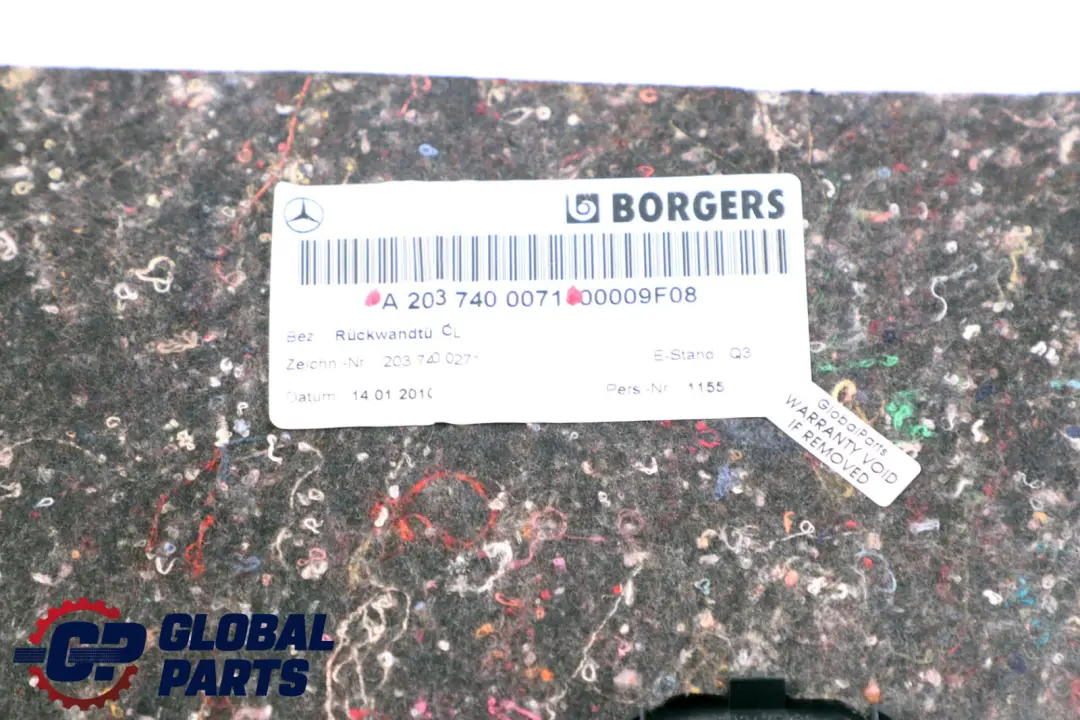 Mercedes CLC-Class CL203 Tapa del maletero Tailgate Rear Panel - SKU A2037400071 - Número de pieza A2037400071