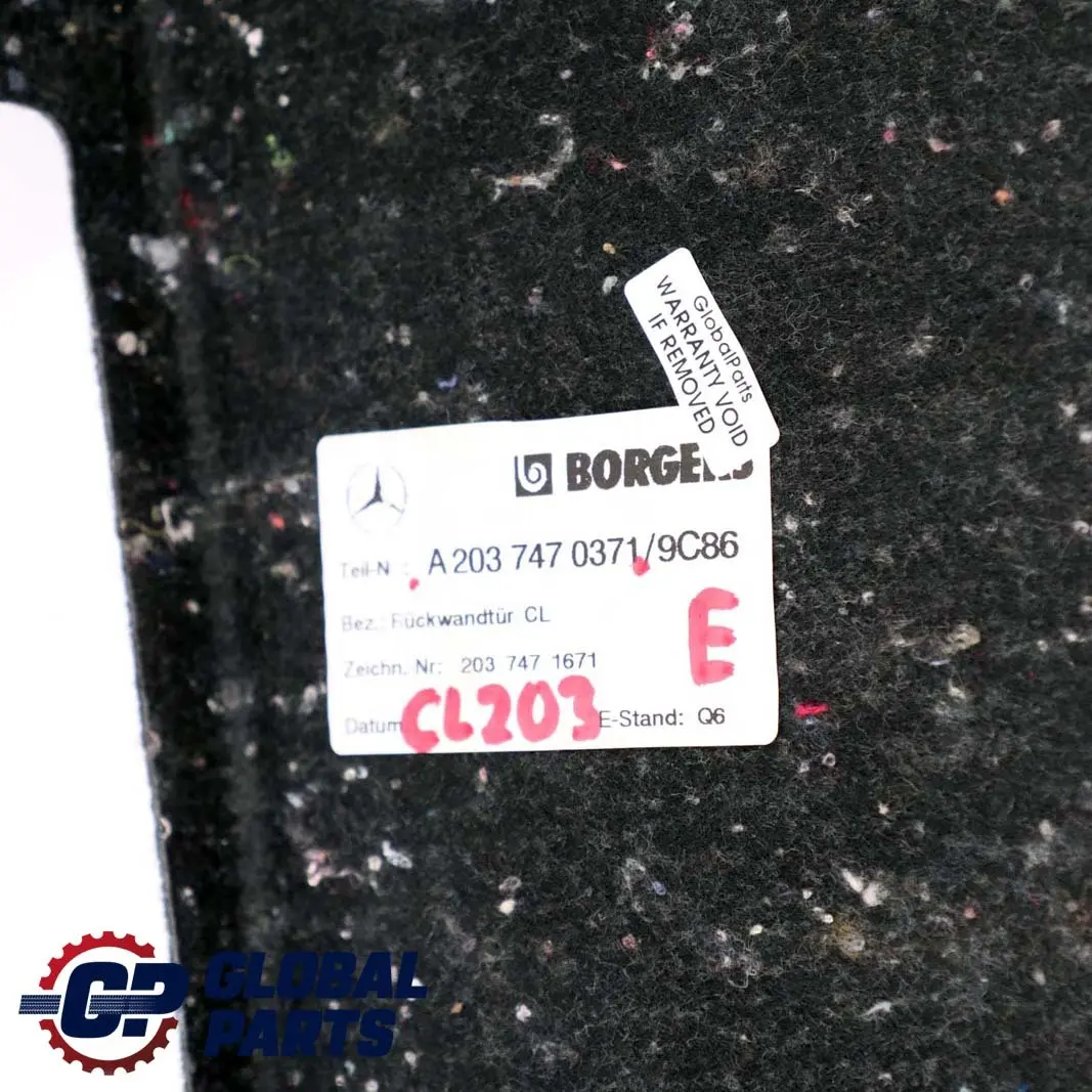Pannello copertura portellone posteriore antracite per Mercedes CL203 con numero di parte A2037470371 Mercedes CL203 Pannello copertura portellone posteriore antracite - SKU A2037470371 - Numero di parte A2037470371