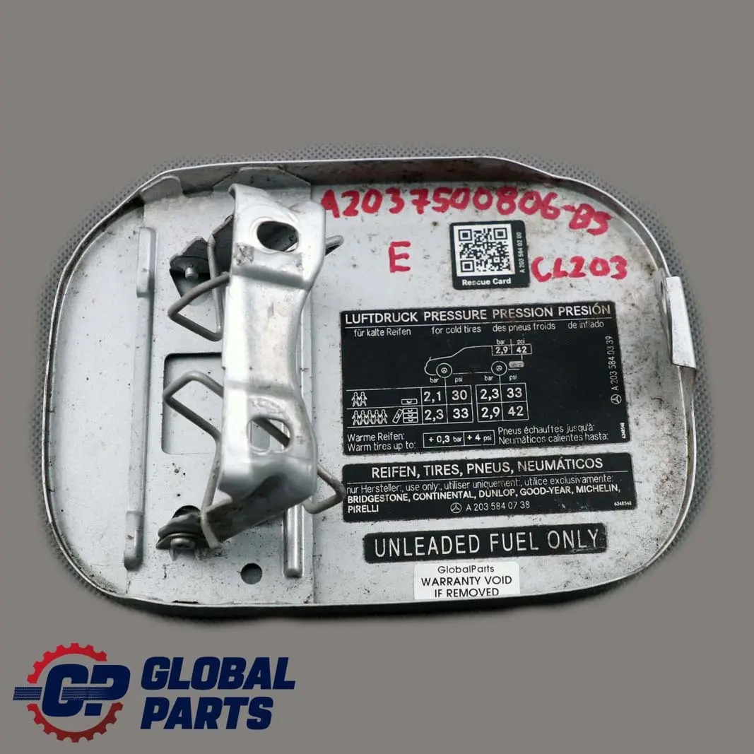 Mercedes-Benz CLC CL203 Fuel Flap Tank Cap Cover Brilliant Silver Metallic 744 to with Part number A2037500806 Mercedes-Benz CLC CL203 Fuel Flap Tank Cap Cover Brilliant Silver Metallic 744 - SKU A2037500806-BS - Part number A2037500806