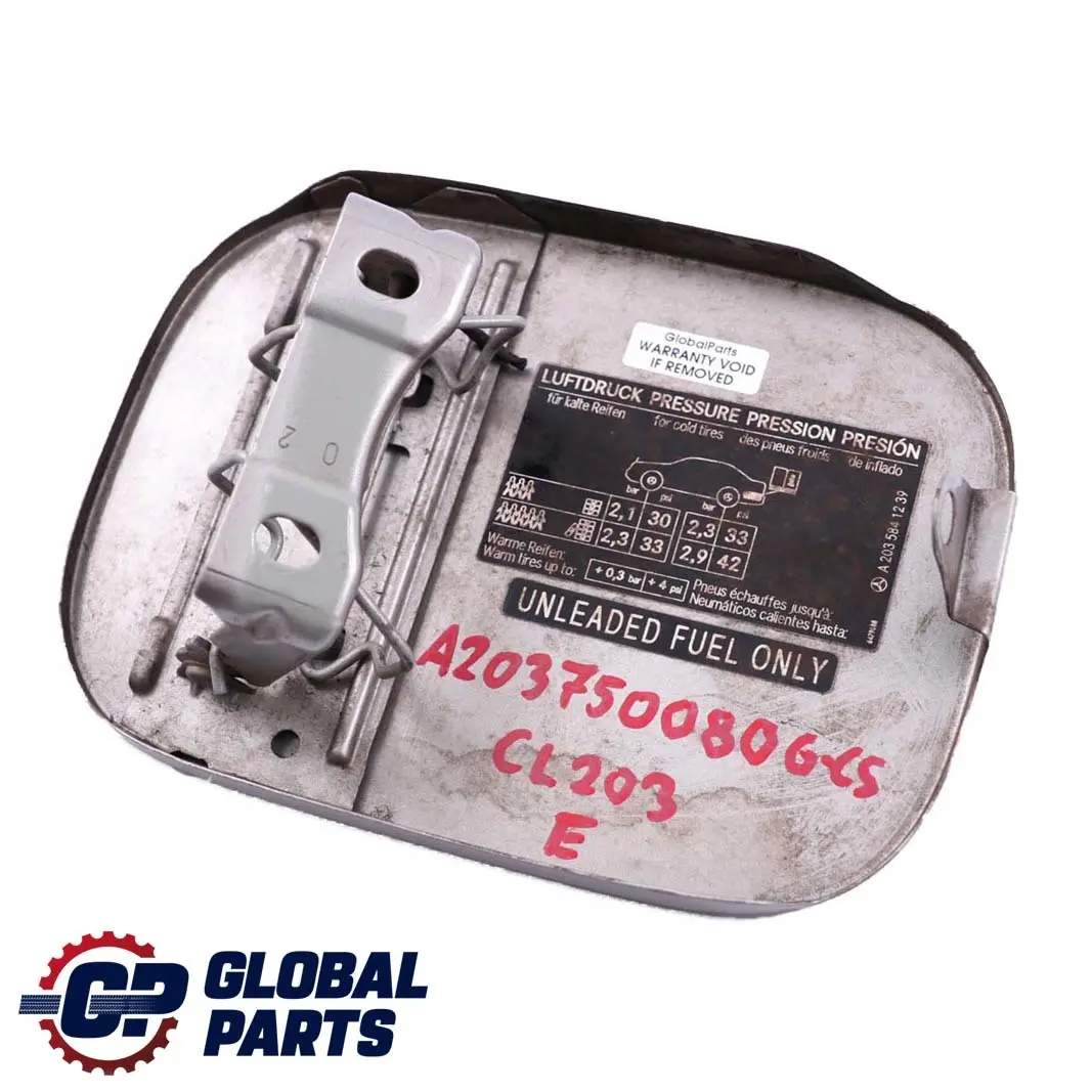 Mercedes-Benz CLC-Class CL203 Fuel Flap Tank Cap Cover Cubanite Silver Metallic to with Part number A2037500806 Mercedes-Benz CLC-Class CL203 Fuel Flap Tank Cap Cover Cubanite Silver Metallic - SKU A2037500806-CS - Part number A2037500806