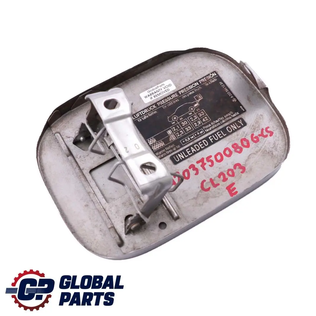 Mercedes-Benz CLC-Class CL203 Fuel Flap Tank Cap Cover Cubanite Silver Metallic to with Part number A2037500806 Mercedes-Benz CLC-Class CL203 Fuel Flap Tank Cap Cover Cubanite Silver Metallic - SKU A2037500806-CS - Part number A2037500806