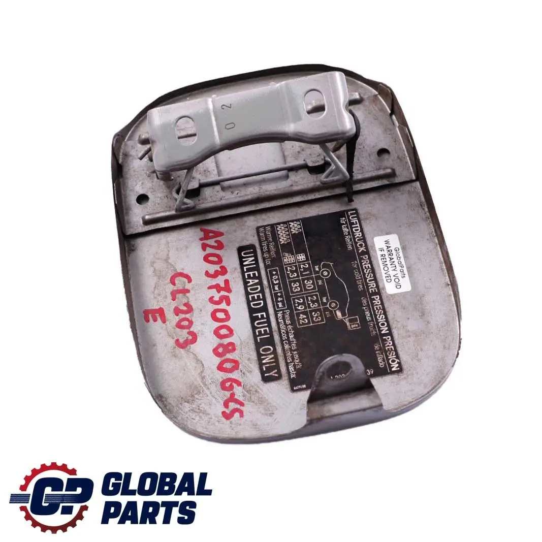 Mercedes-Benz CLC-Class CL203 Fuel Flap Tank Cap Cover Cubanite Silver Metallic to with Part number A2037500806 Mercedes-Benz CLC-Class CL203 Fuel Flap Tank Cap Cover Cubanite Silver Metallic - SKU A2037500806-CS - Part number A2037500806