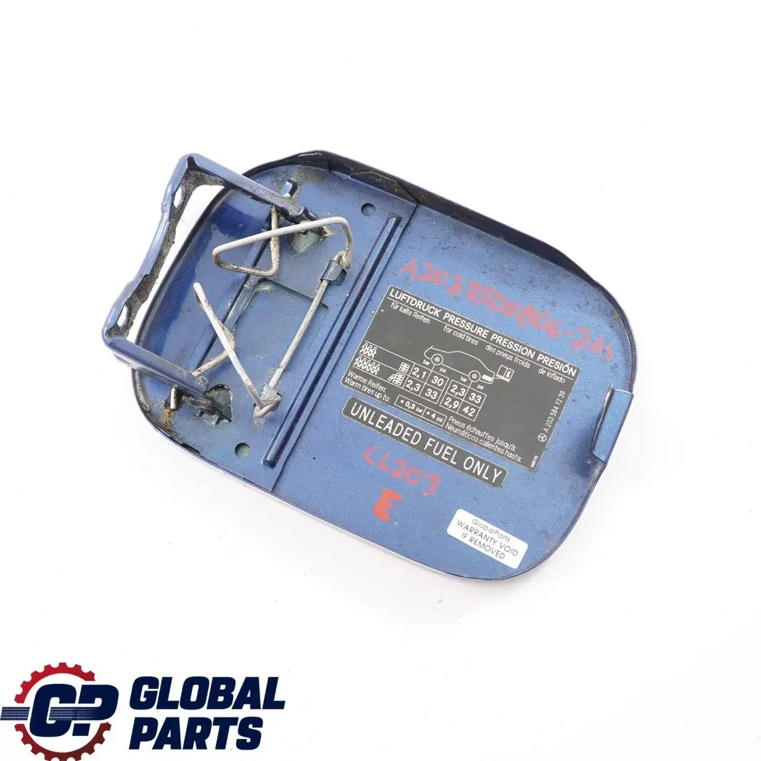  Mercedes-Benz C CL203 Fuel Flap Tank Cap Cover Jaspisblau Blue Metallic - 345 - SKU A2037500806-JAS - Part number A2037500806