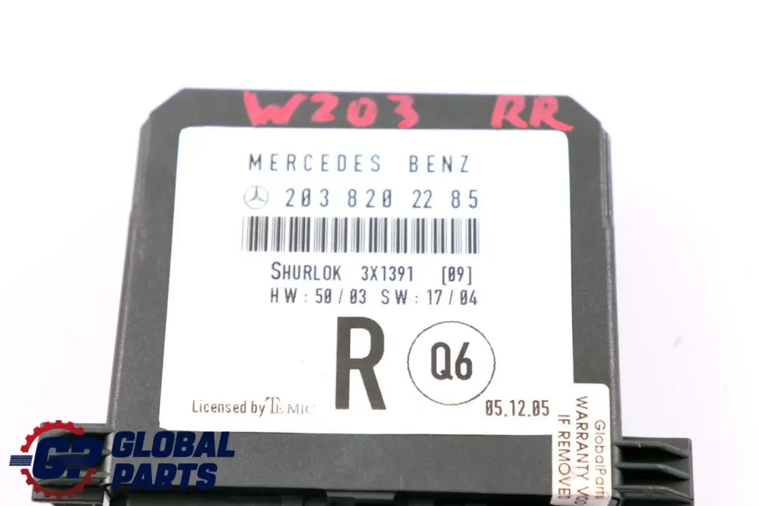  Mercedes-Benz C-Class W203 Door Control Module Right Rear O/S - SKU A2038202285 - Part number A2038202285