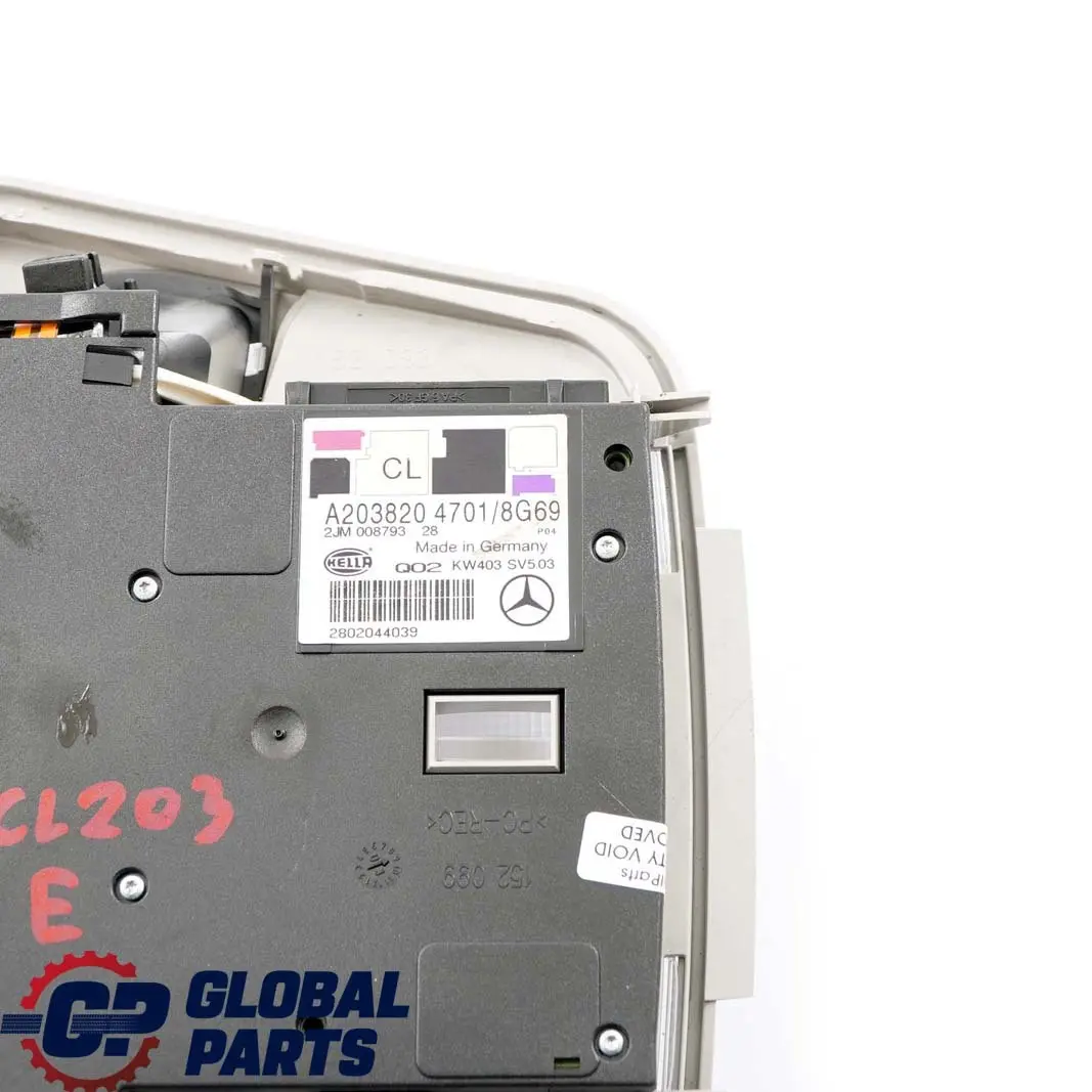  Mercedes-Benz CL203 Innenraum Dach Licht Lamp Module Grau - SKU A2038204701 - Teilenummer A2038204701