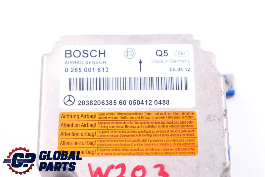  Mercedes-Benz C-Class W203 Airbag System Control Unit Module ECU - SKU A2038206385 - Part number A2038206385