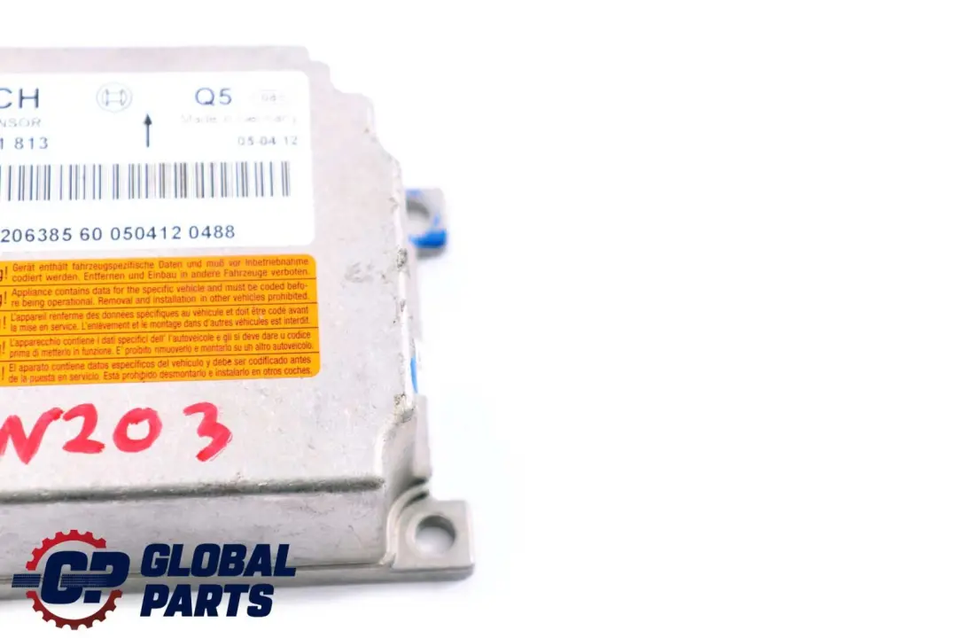  Mercedes-Benz C-Class W203 Airbag System Control Unit Module ECU - SKU A2038206385 - Part number A2038206385