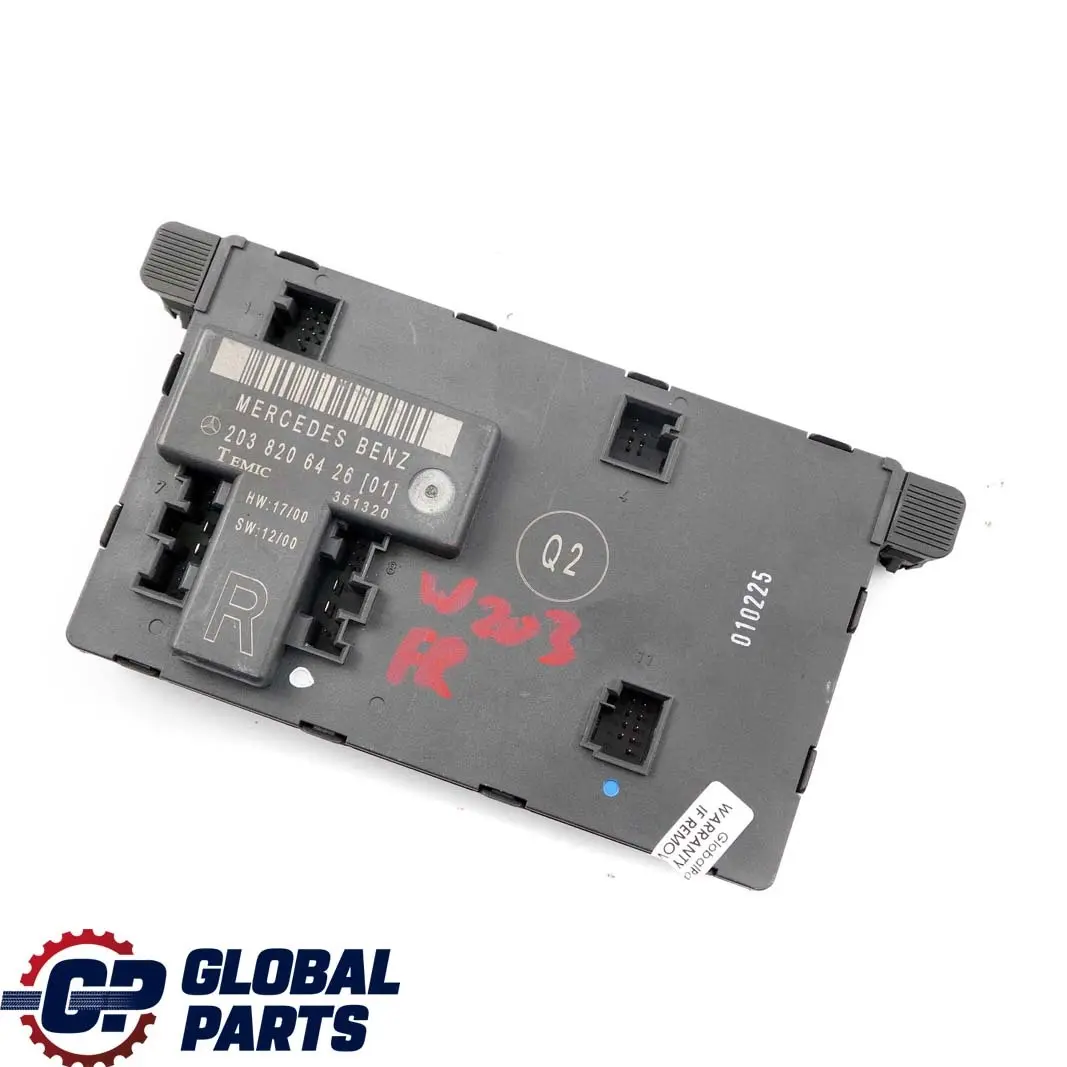 Puerta Delantera Derecha Modulo De Unidad De Control para Mercedes W203 con número de pieza A2038206426 Mercedes W203 Puerta Delantera Derecha Modulo De Unidad De Control - SKU A2038206426 - Número de pieza A2038206426