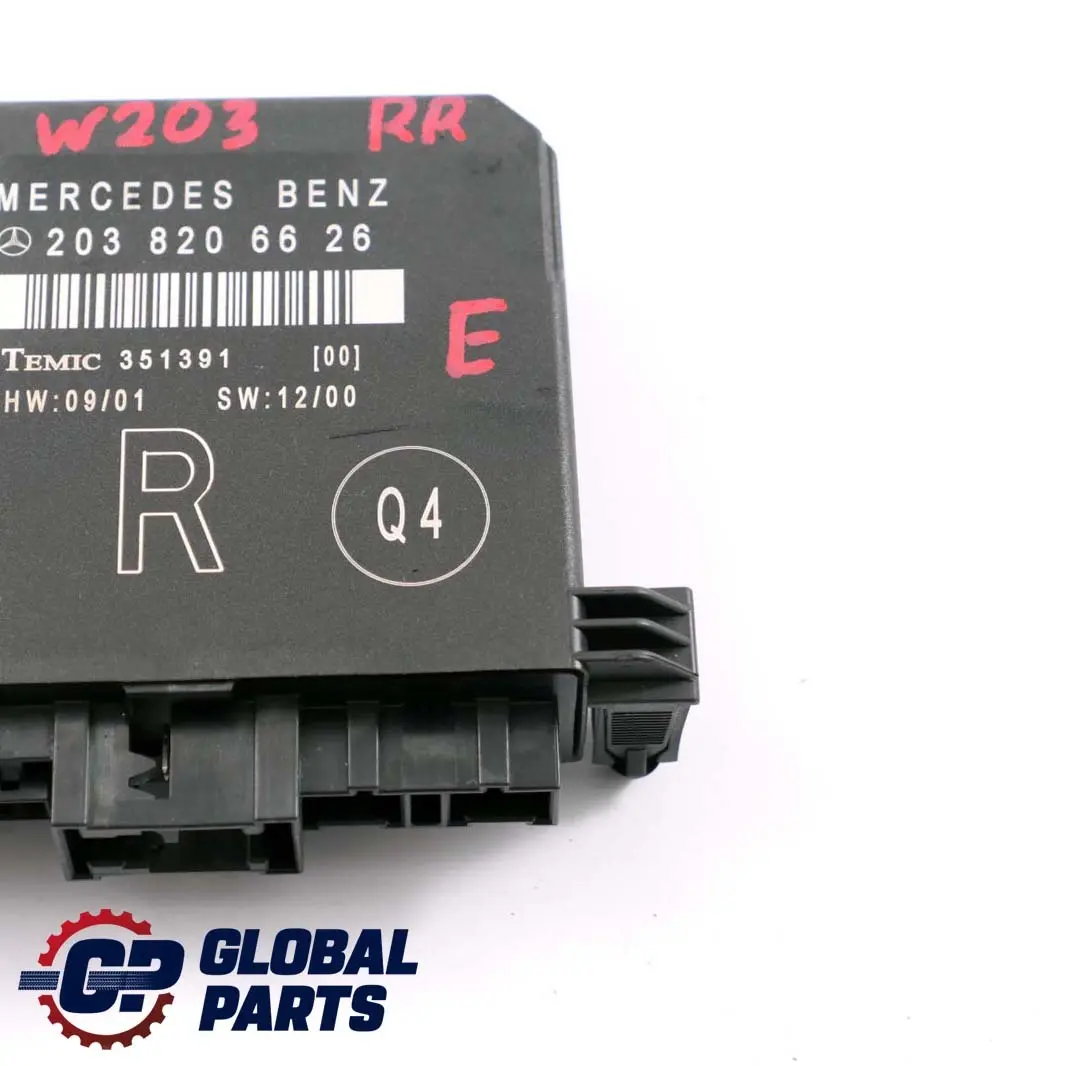  Mercedes-Benz C-Class W203 Door Control Module Unit Rear Right O/S - SKU A2038206626 - Part number A2038206626