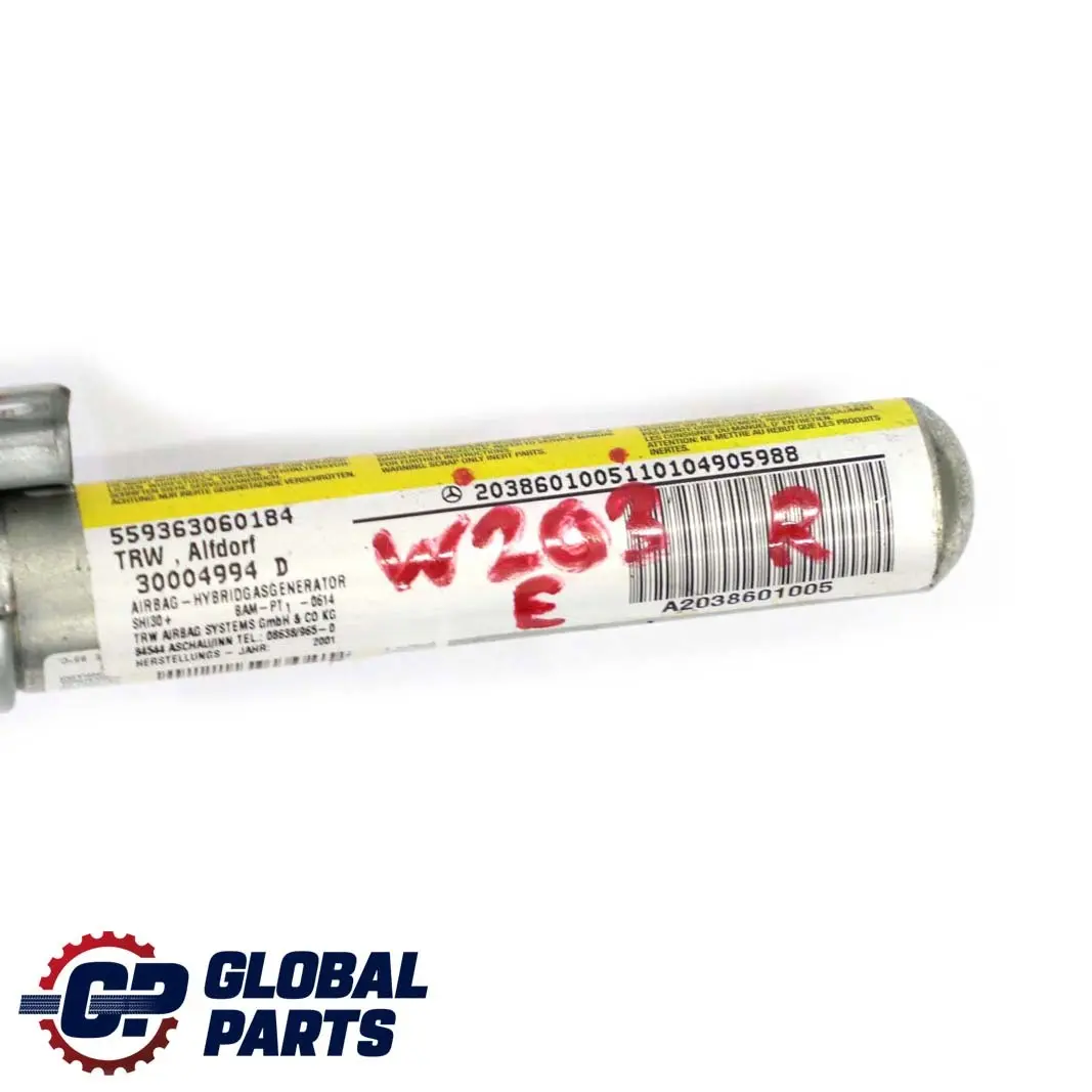 Classe C W203 Airbag per la testa a tendina destra laterale per Mercedes con numero di parte A2038601005 Mercedes Classe C W203 Airbag per la testa a tendina destra laterale - SKU A2038601005 - Numero di parte A2038601005