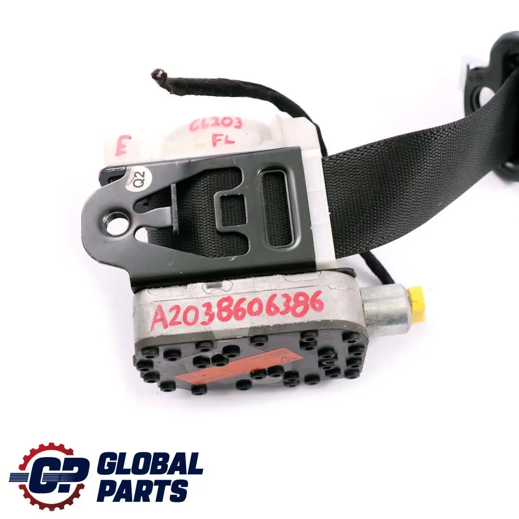 Mercedes W203 SportCoupe CL203 Front Left N/S Seat Belt Black - SKU A2038606386 - Part number A2038606386