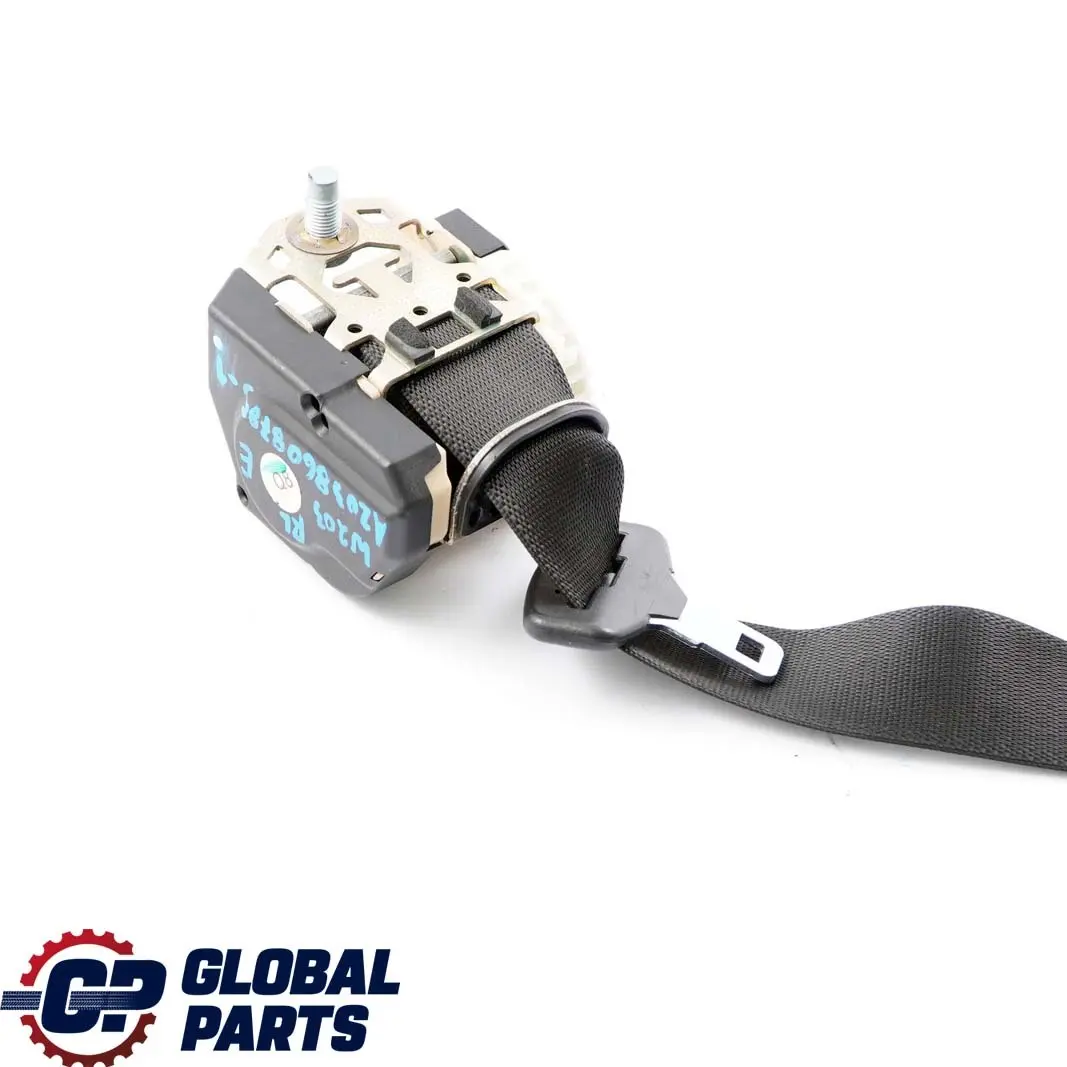 Mercedes Classe C W203 Cintura di sicurezza posteriore sinistra Nero - SKU A2038608785-1 - Numero di parte A2038608785
