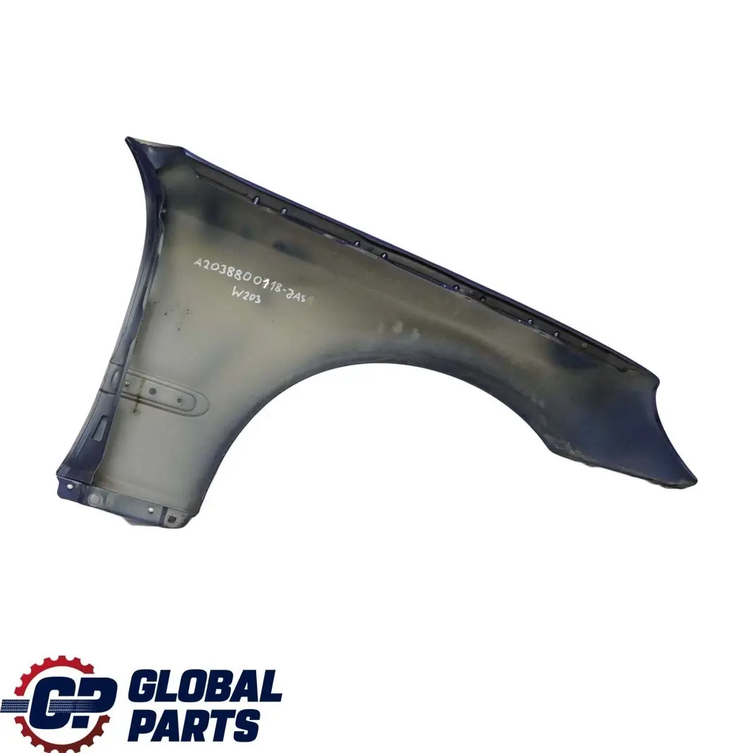 Mercedes-Benz W203 Front Left N/S Side Panel Wing Fender Jaspisblau Blue - 345 to with Part number A2038800118 Mercedes-Benz W203 Front Left N/S Side Panel Wing Fender Jaspisblau Blue - 345 - SKU A2038800118-JAS - Part number A2038800118