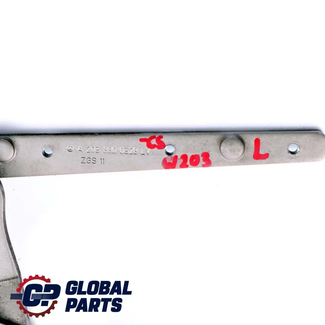 Hinge Left N/S Bonnet Front Cubanite Silver to Mercedes C-Class W203 with Part number A2038800328 Mercedes C-Class W203 Hinge Left N/S Bonnet Front Cubanite Silver - SKU A2038800328-CS - Part number A2038800328