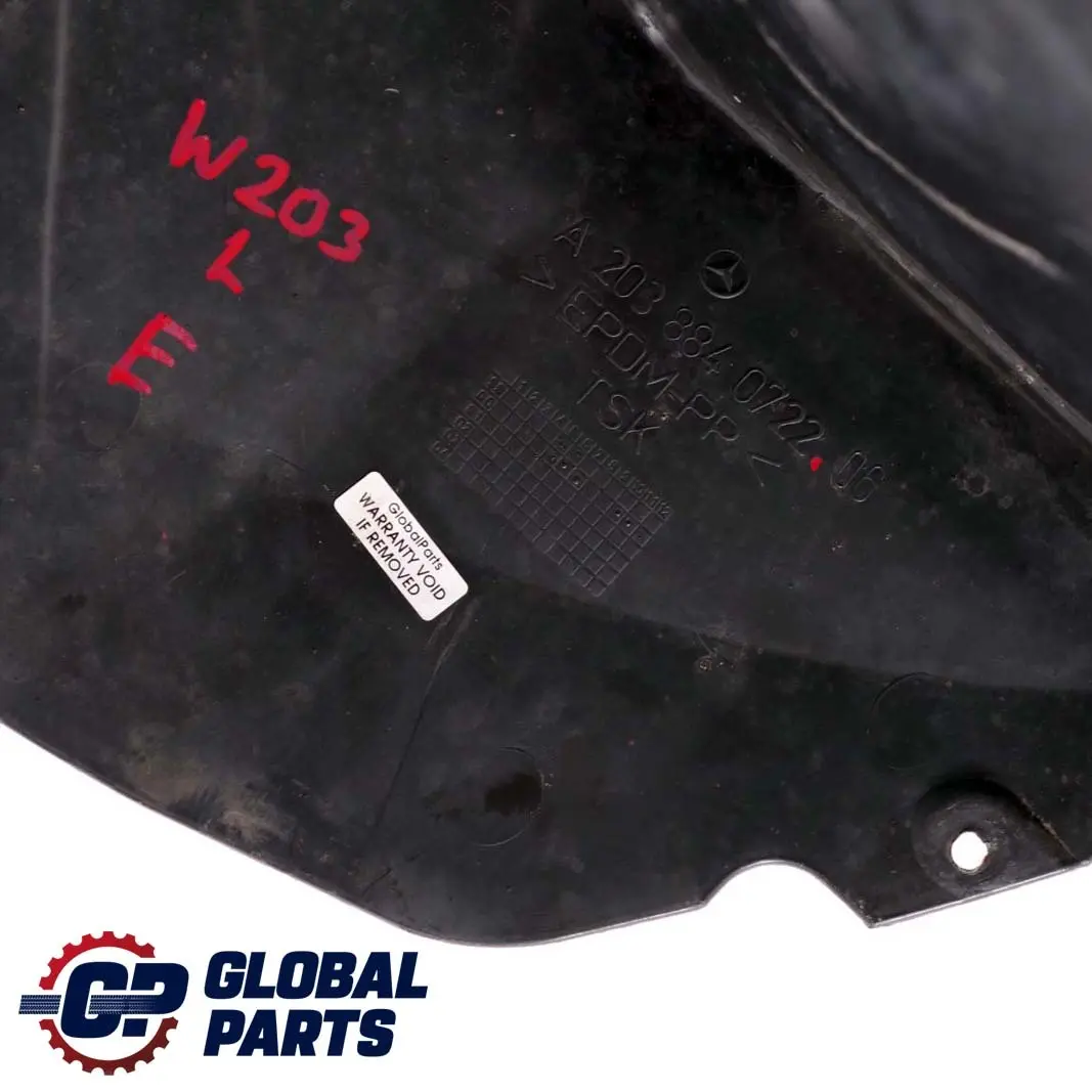 Rivestimento passaruota anteriore sinistro per Mercedes W203 con numero di parte A2038840722 Mercedes W203 Rivestimento passaruota anteriore sinistro - SKU A2038840722 - Numero di parte A2038840722