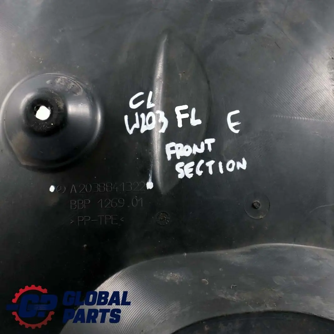 Delantero Izquierdo Seccion Delantera Embellecedor Paso Rueda para Mercedes W203 con número de pieza A2038841322 Mercedes W203 Delantero Izquierdo Seccion Delantera Embellecedor Paso Rueda - SKU A2038841322 - Número de pieza A2038841322