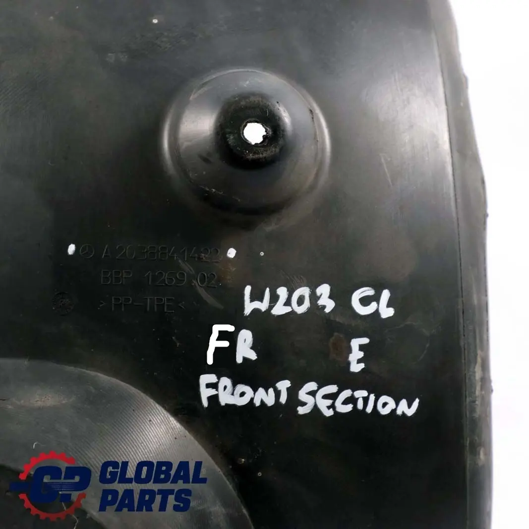 Mercedes W203 CL203 Delantero Derecho Sección Delantera Embellecedor Paso Rueda - SKU A2038841422 - Número de pieza A2038841422