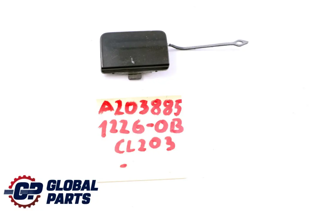 Front Bumper Towing Eye Flap Trim Cover Obsidian Black to Mercedes CLC-Class CL203 with Part number A2038851226 Mercedes CLC-Class CL203 Front Bumper Towing Eye Flap Trim Cover Obsidian Black - SKU A2038851226-OB - Part number A2038851226