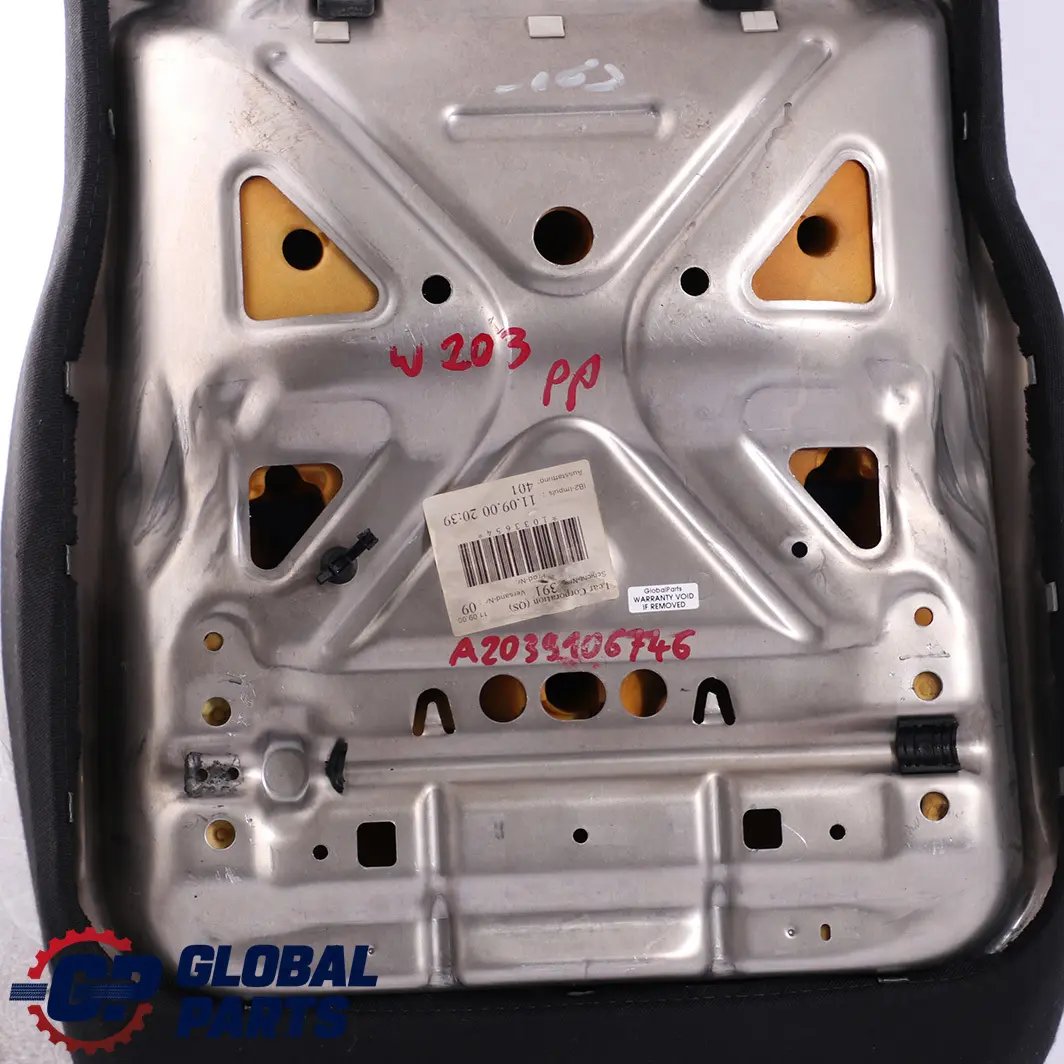  Mercedes-Benz C-Klasse W203 Vordersitz Bezug Schwarz Stoff Schwarz - SKU A2039106746 - Teilenummer A2039106746