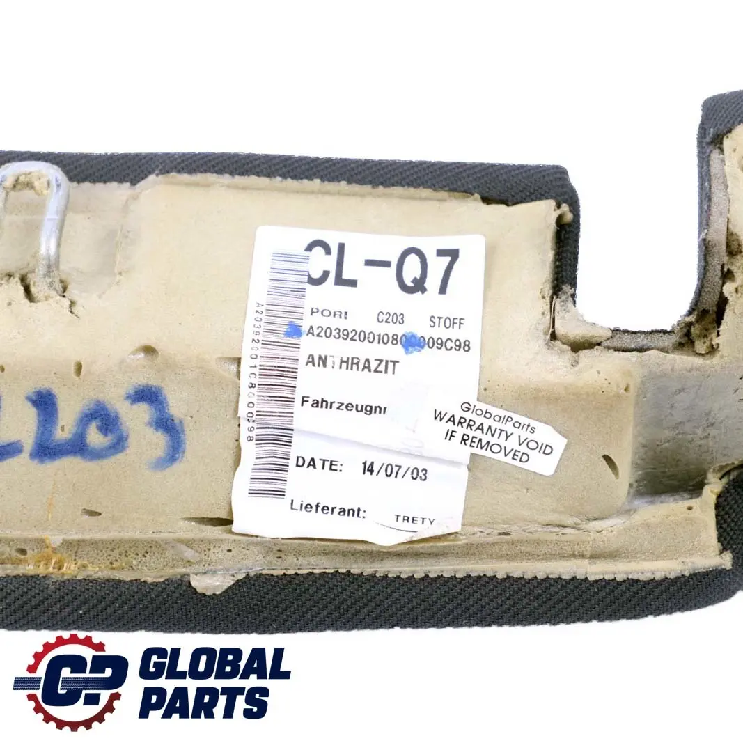 Sedile posteriore sinistro N/S Pannello copertura Antracite per Mercedes CL203 W203 con numero di parte A2039200108 Mercedes CL203 W203 Sedile posteriore sinistro N/S Pannello copertura Antracite - SKU A2039200108 - Numero di parte A2039200108