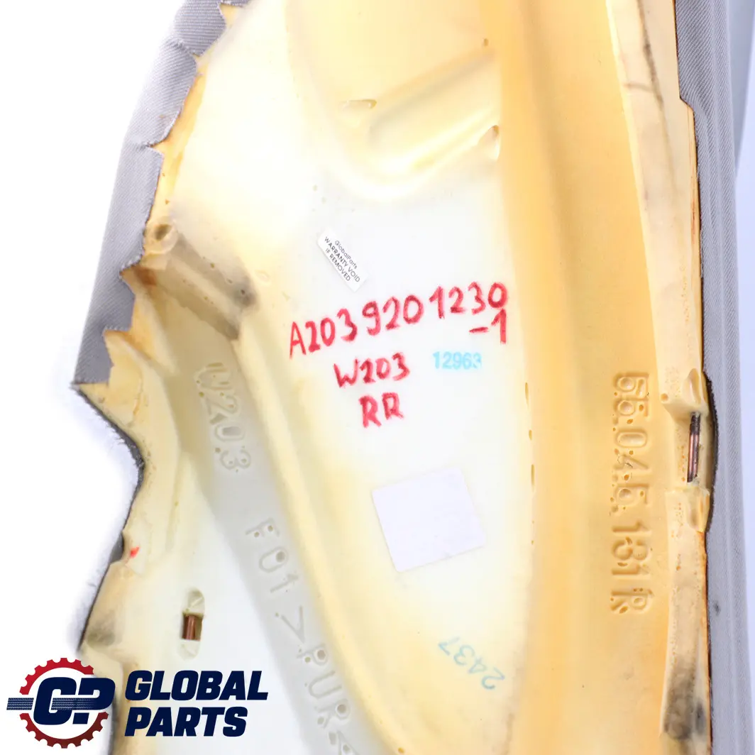  Mercedes-Benz C W203 Respaldo Asiento Trasero Derecho Lateral Panel De Tela Gris - SKU A2039201230-1 - Número de pieza A2039201230