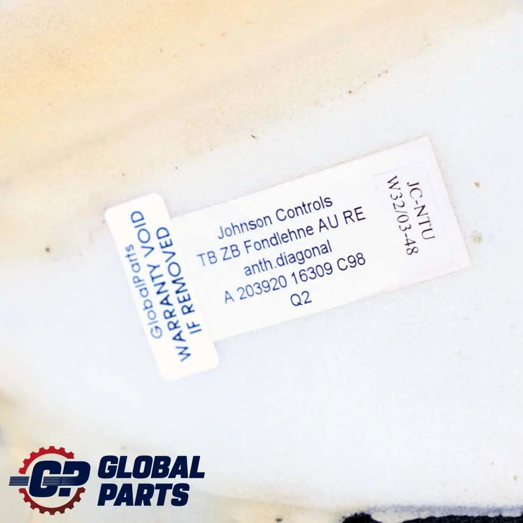 Mercedes CL203 Asiento Trasero Derecho Tela Respaldo Panel Lateral Antracita - SKU A2039201630 - Número de pieza A2039201630
