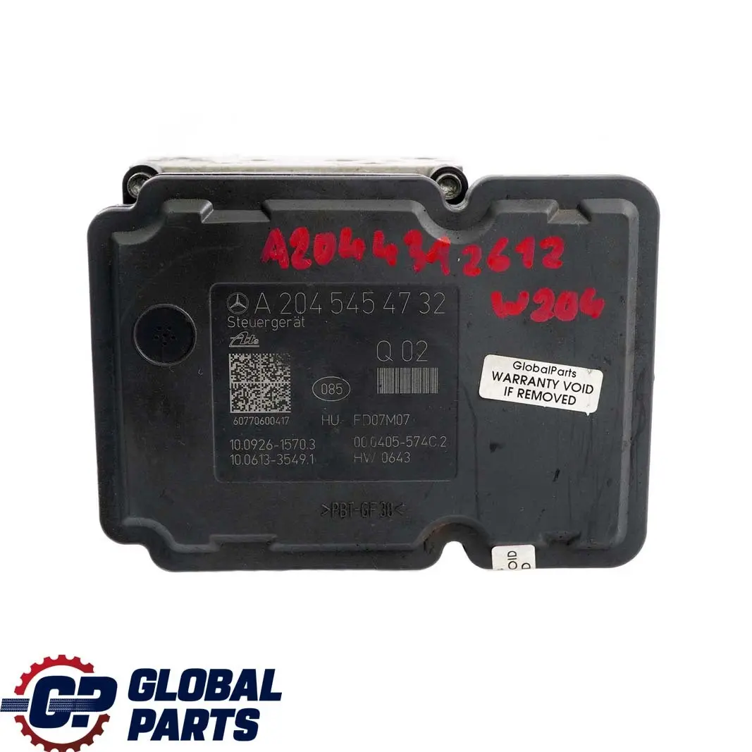 Mercedes-Benz C W204 ABS Vario Steering Hydraulic Brake Pump Unit A2045454732 to with Part number A2044312612 Mercedes-Benz C W204 ABS Vario Steering Hydraulic Brake Pump Unit A2045454732 - SKU A2044312612 - Part number A2044312612