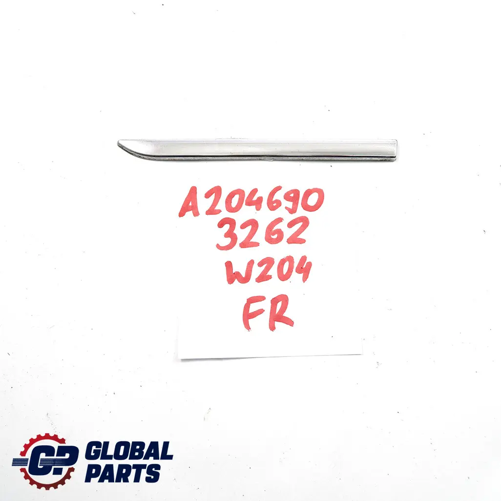 Mercedes-Benz C-Class W204 Front Right Fender Trim Strip Finisher Chorme to with Part number A2046903262 Mercedes-Benz C-Class W204 Front Right Fender Trim Strip Finisher Chorme - SKU A2046903262 - Part number A2046903262
