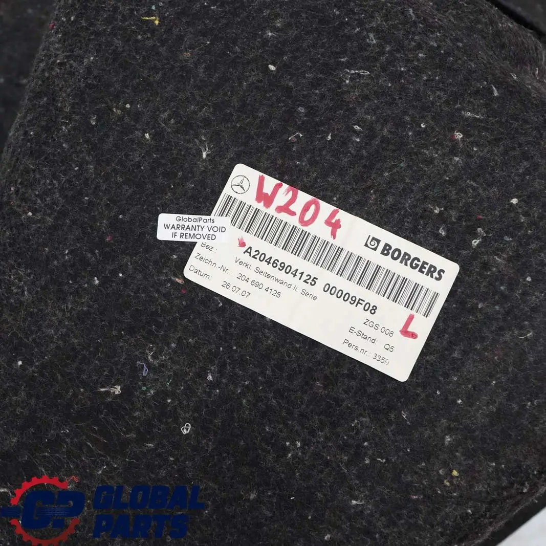 Mercedes C W204 Coffre à bagages gauche Panneau latéral - SKU A2046904125 - Numéro de pièce A2046904125