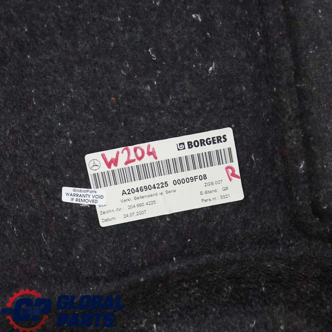  Mercedes-Benz W204 Coffre Carenage Capot Droite - SKU A2046904225 - Numéro de pièce A2046904225