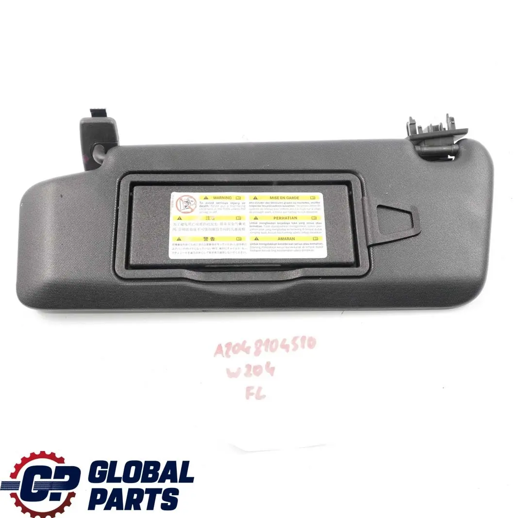 Mercedes W204 Left N/S Sun Visor Cover Trim Black - SKU A2048104510 - Part number A2048104510
