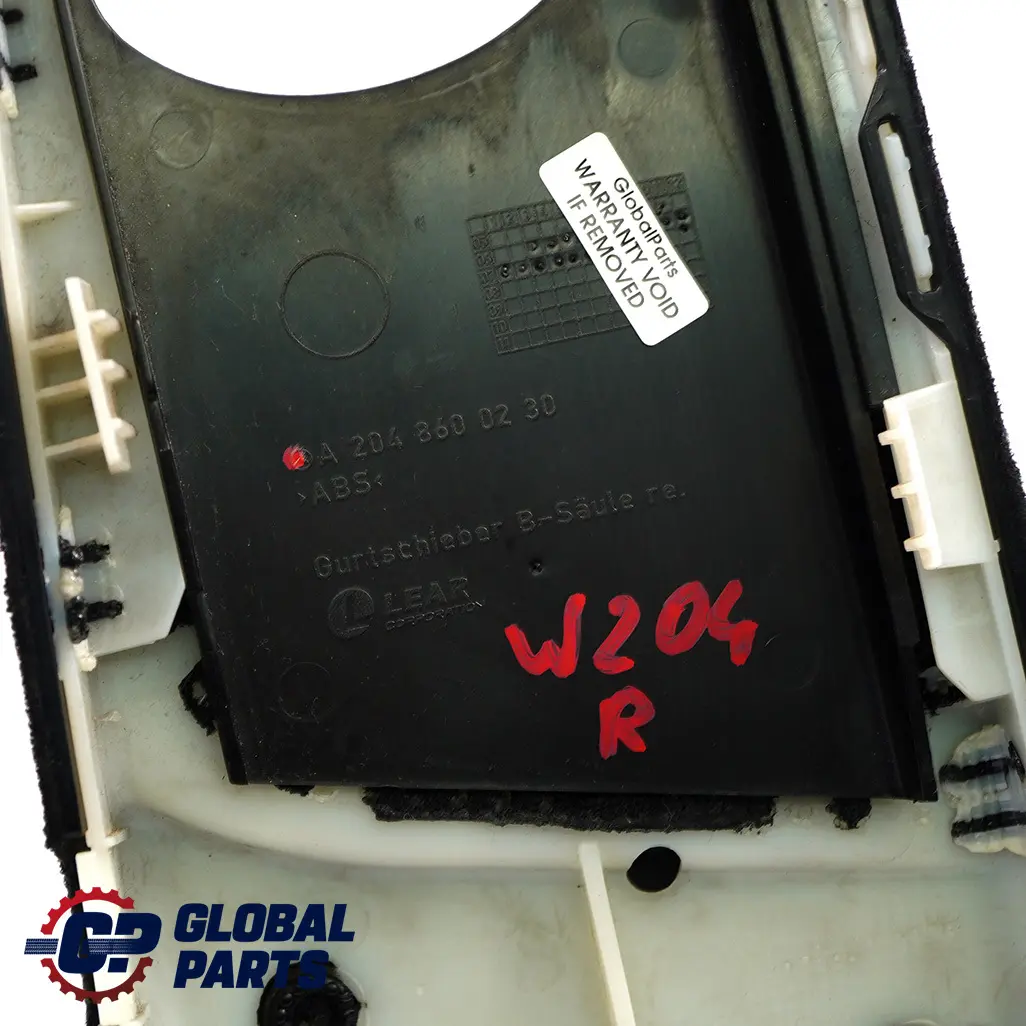  Mercedes-Benz W204 Embellecedor Columna Pilar B Panel Tapa Derecha - SKU A2048600230 - Número de pieza A2048600230