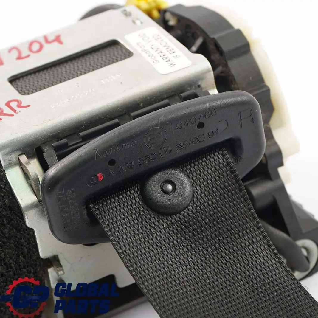Mercedes W204 Sicherheitsgurt Hinten Rechts Schwarz - SKU A2048600485 - Teilenummer A2048600485