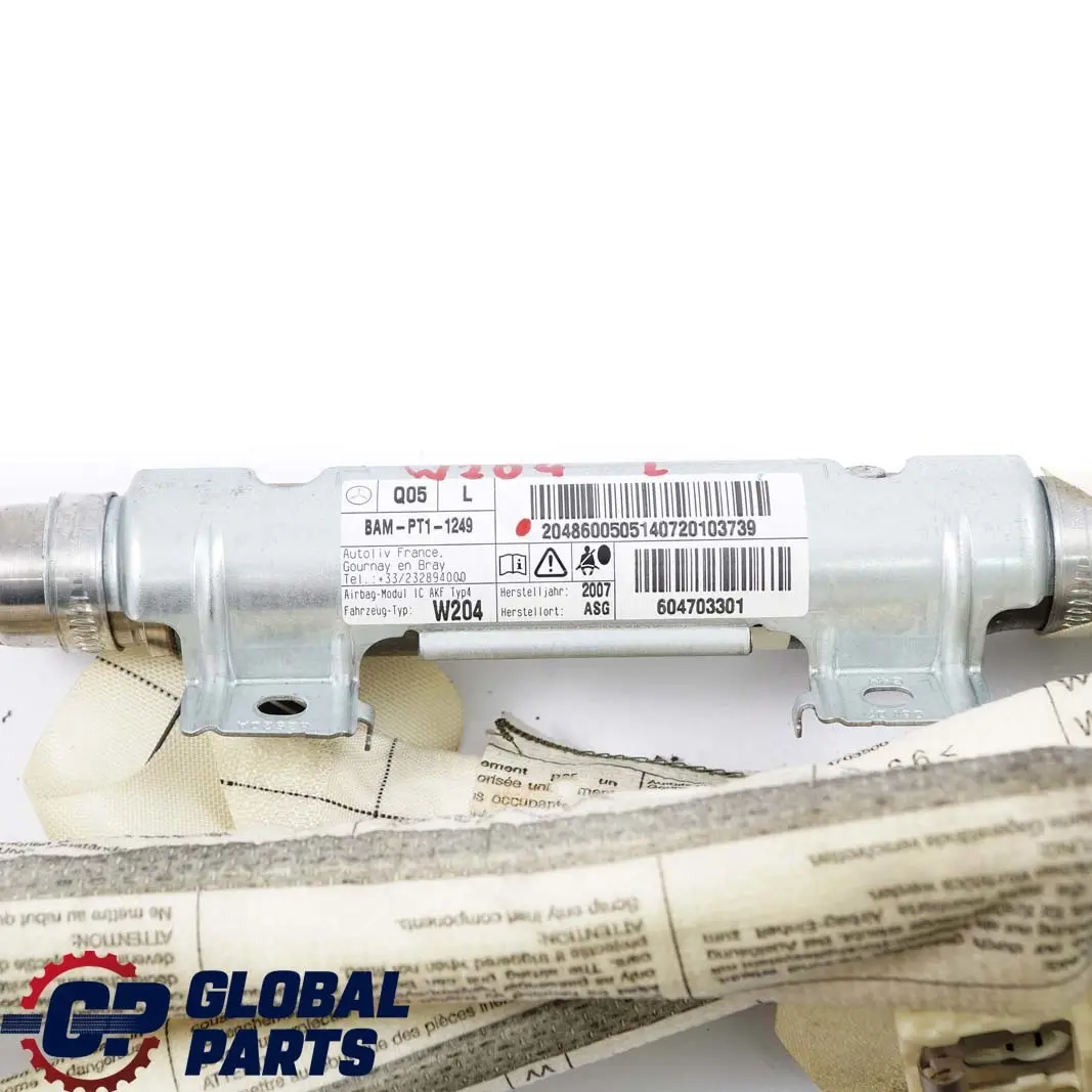 Mercedes W204 Head Airmodule Roof Curtain Left N/S - SKU A2048600505 - Part number A2048600505