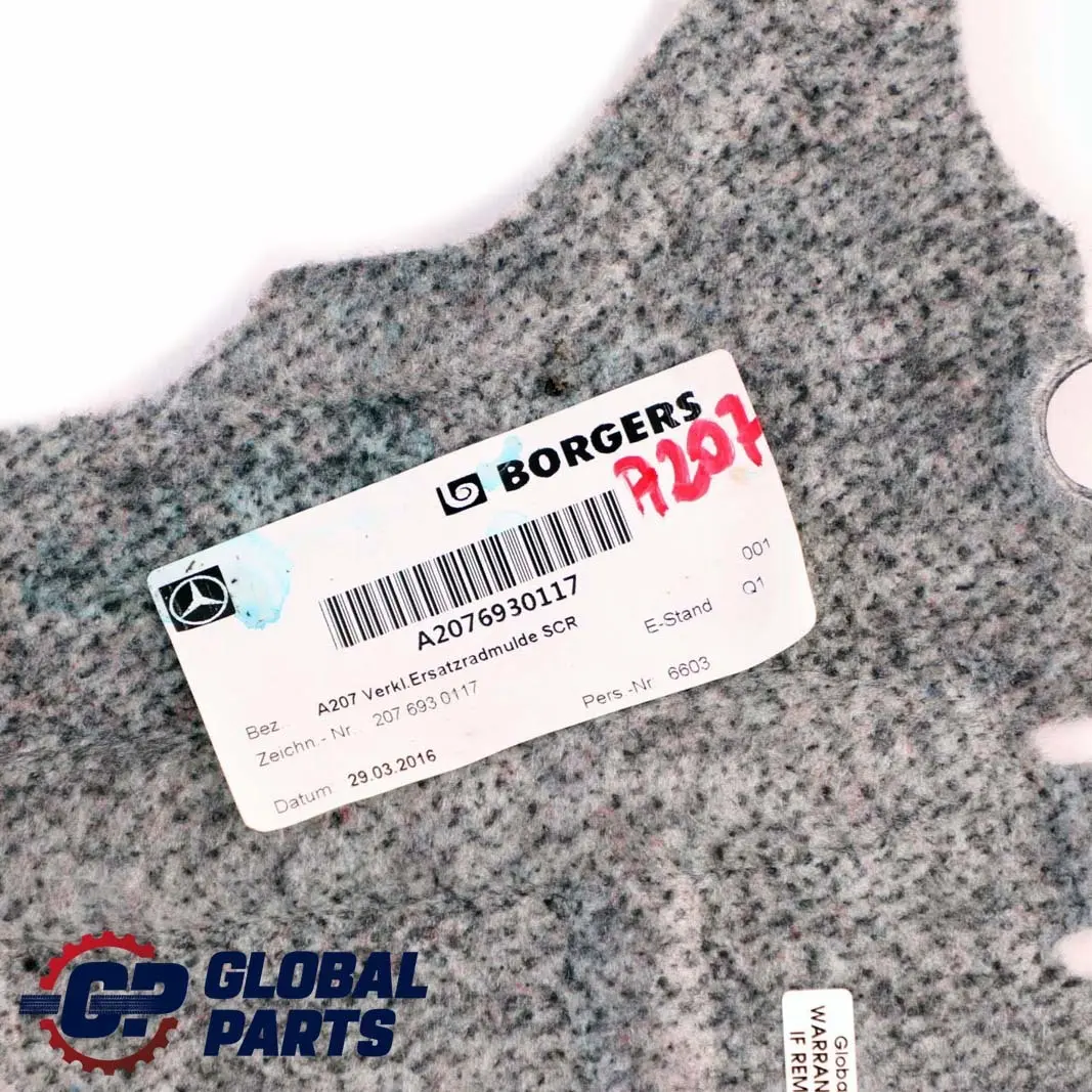 Mercedes-Benz E-Class W207 A207 Rear Boot Trunk Floor Luggage Compartment Cover to with Part number A2076930117 Mercedes-Benz E-Class W207 A207 Rear Boot Trunk Floor Luggage Compartment Cover - SKU A2076930117 - Part number A2076930117